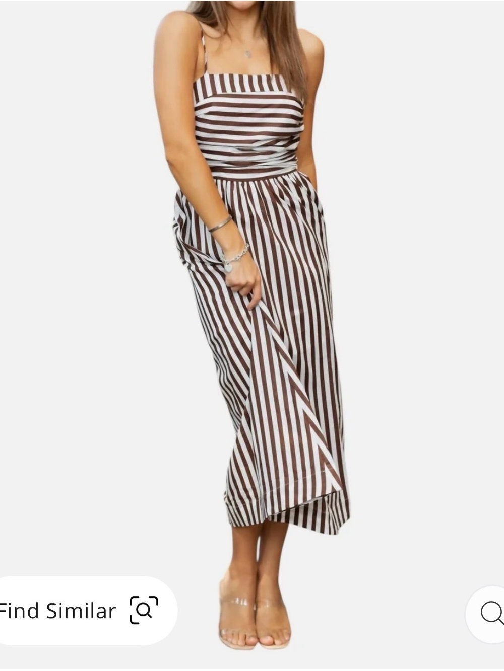 Pinch Brand - Striped Midi Dress In Chocolate Brown